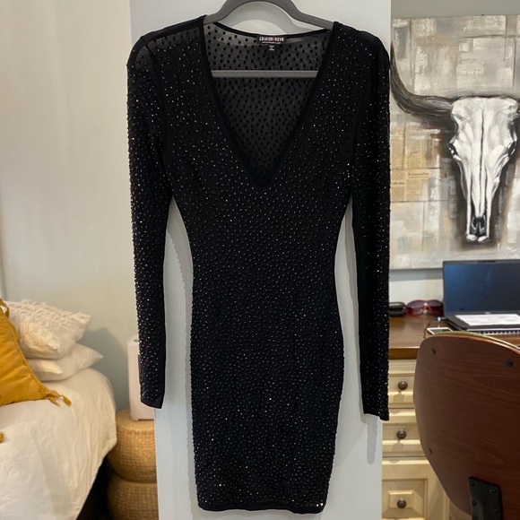 Fashionova sheer sequin black party dress - Picture 1 of 3